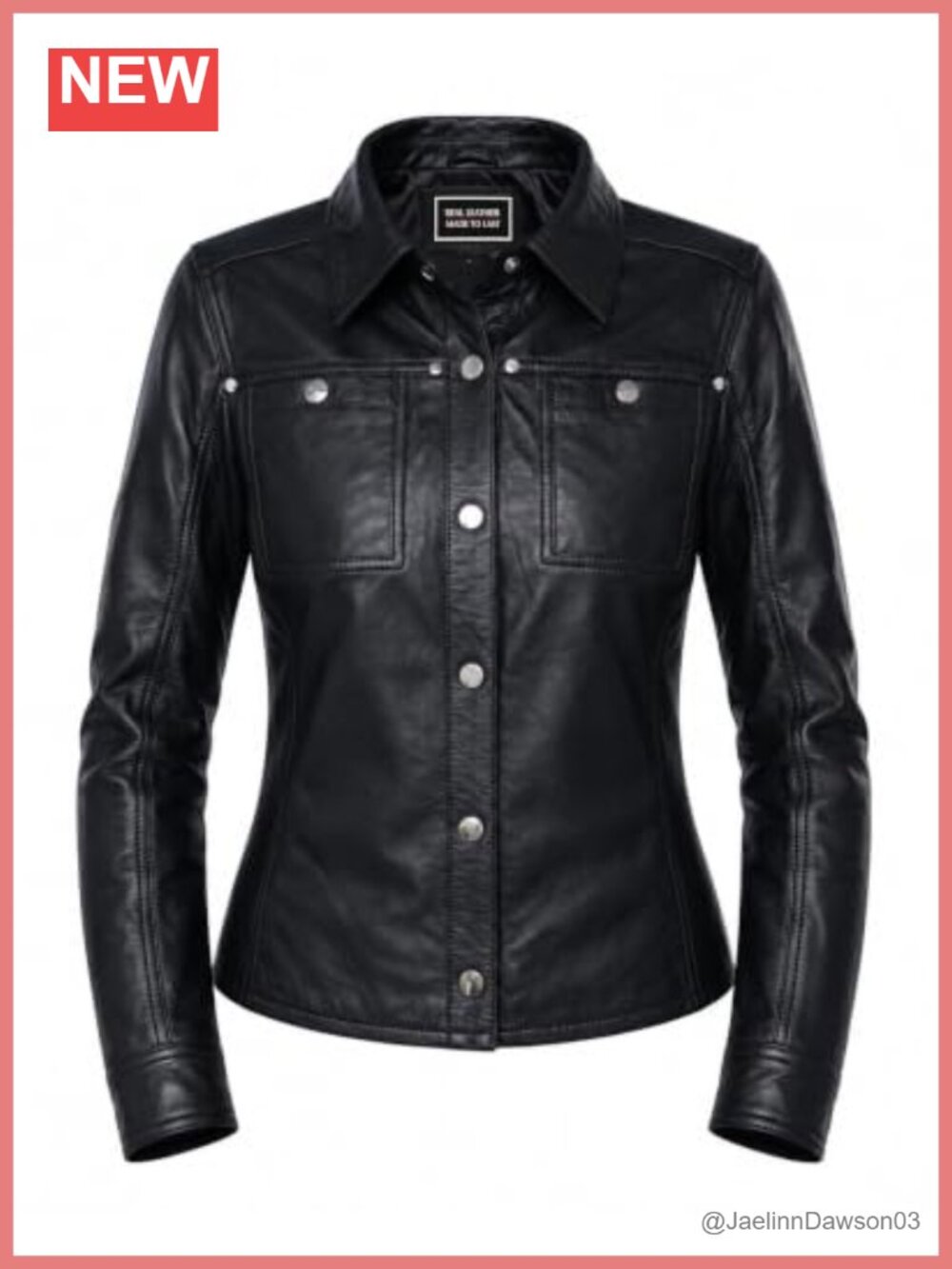 Lambskin Leather Jacket Shacket Women Button Front Bust Pocket
